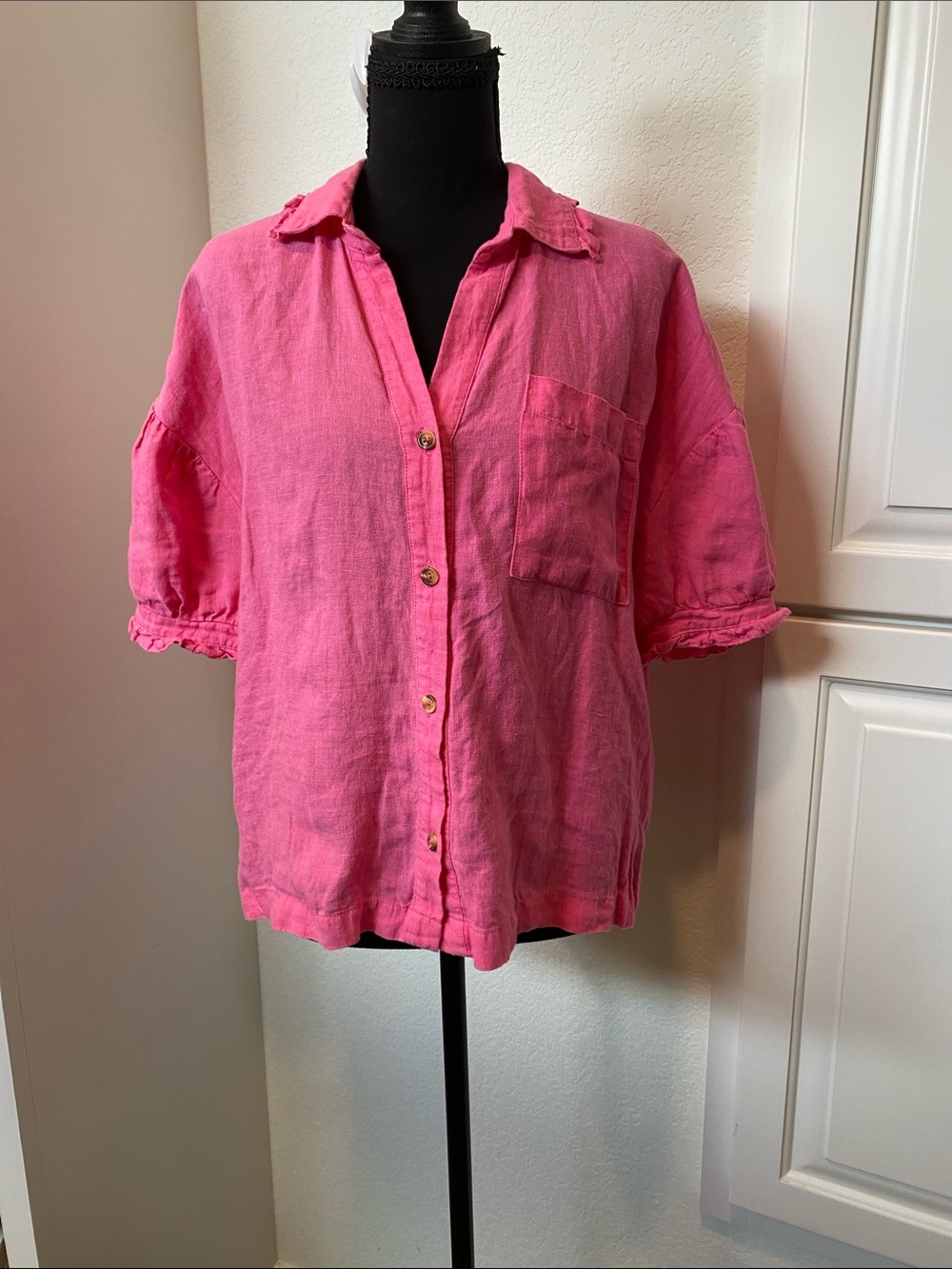 Fate Pink Short-Sleeve Button Down Shirt